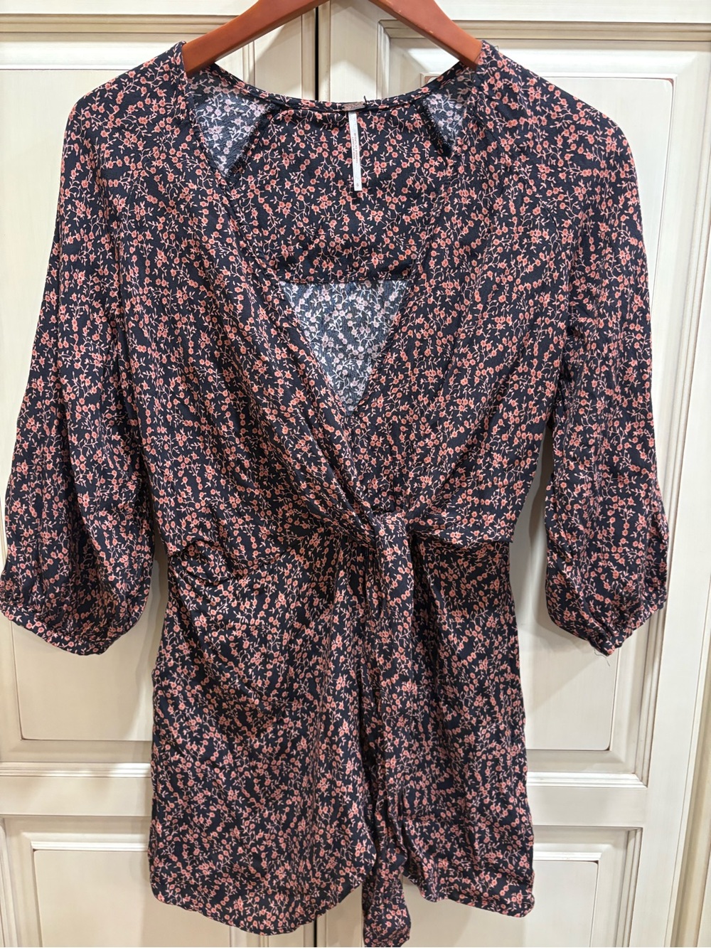 Free People Black minidress with Peach Floral Print